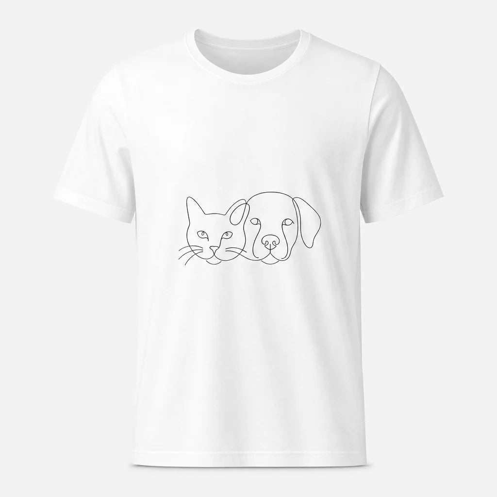 Single Line Cat and Dog T-Shirt — product demo image