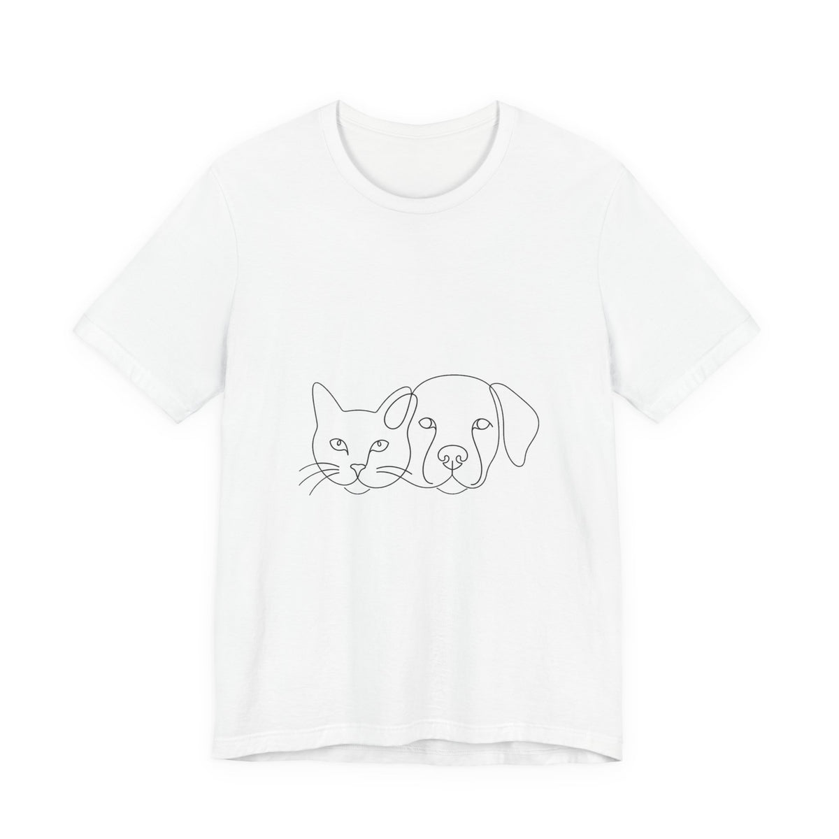 Single Line Cat and Dog T-Shirt