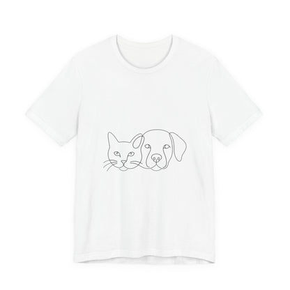 Single Line Cat and Dog T-Shirt