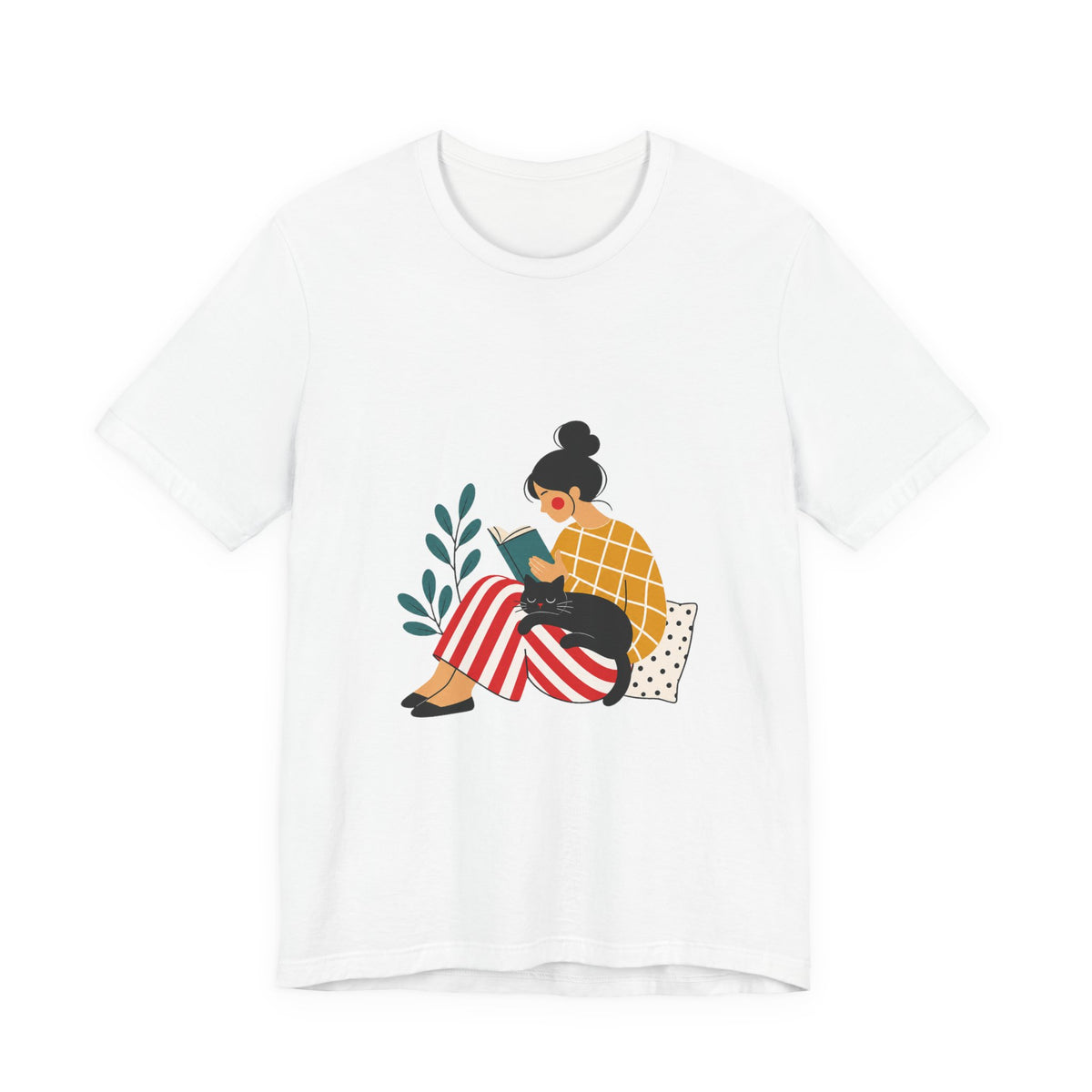 Cozy Reader with Cat T-Shirt