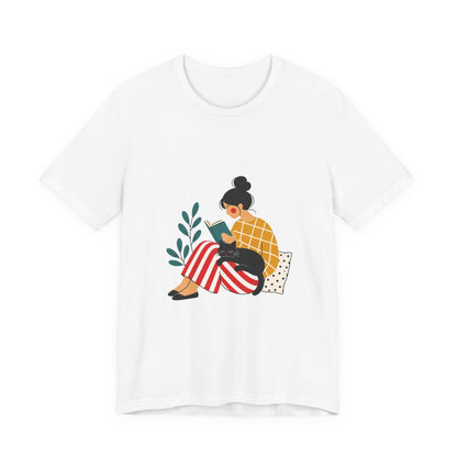 Cozy Reader with Cat T-Shirt