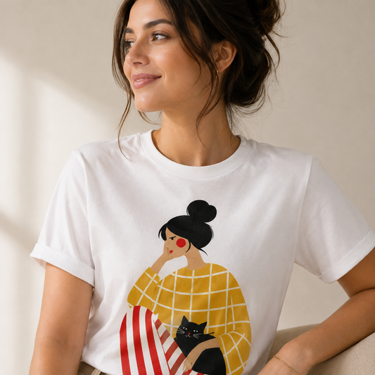 Artful Cat Lover White Tee