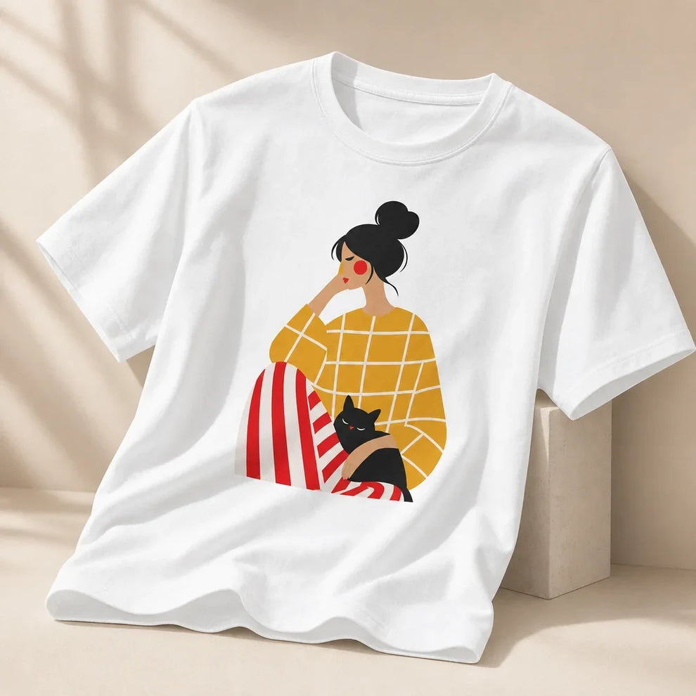 Artful Cat Lover White Tee