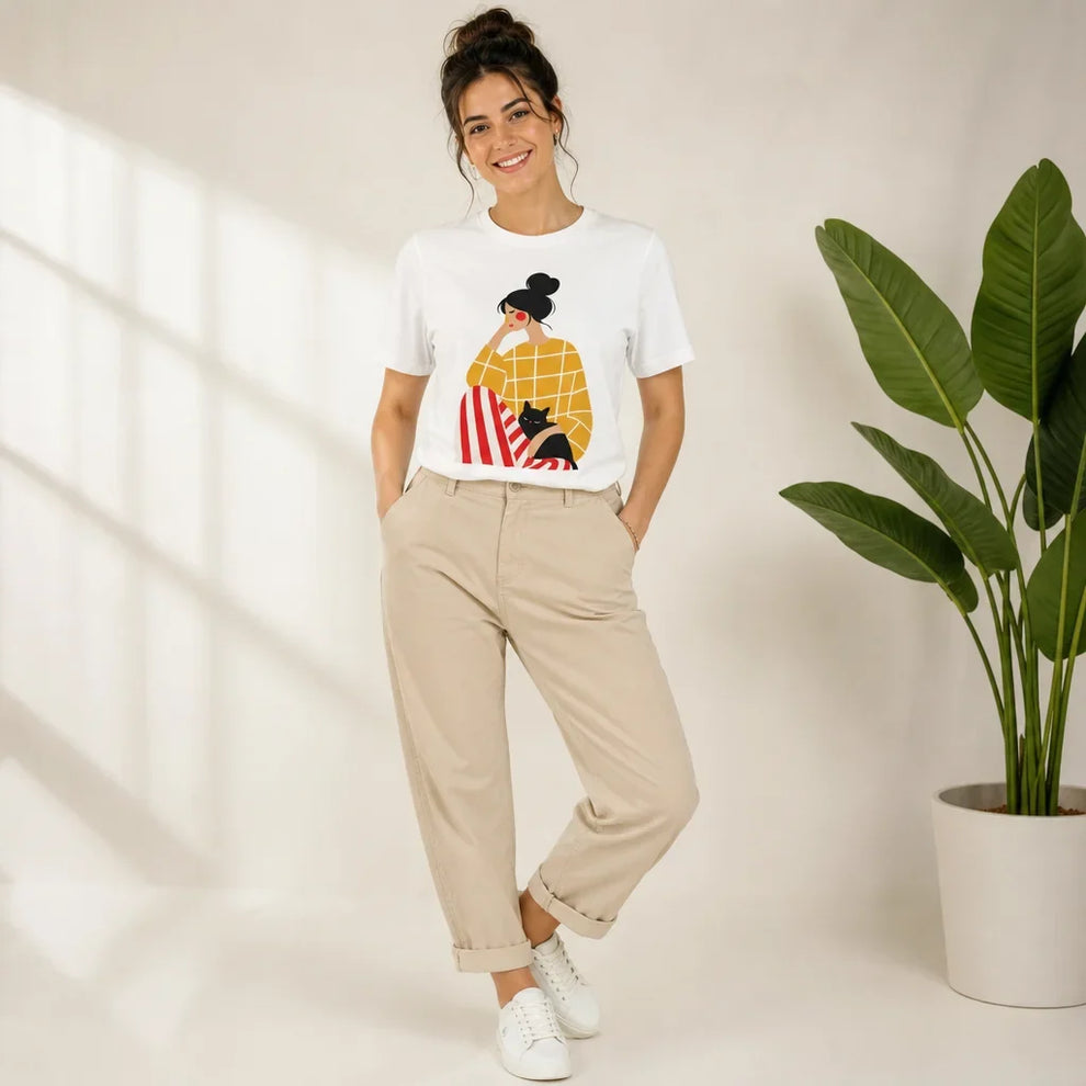 Artful Cat Lover White Tee
