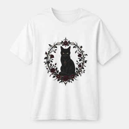 Black Cat Thorny Frame T-Shirt — product demo image