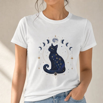 Celestial Zodiac Cat T-Shirt — product demo image