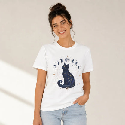 Celestial Zodiac Cat T-Shirt — product demo image