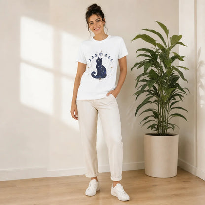 Celestial Zodiac Cat T-Shirt — product demo image
