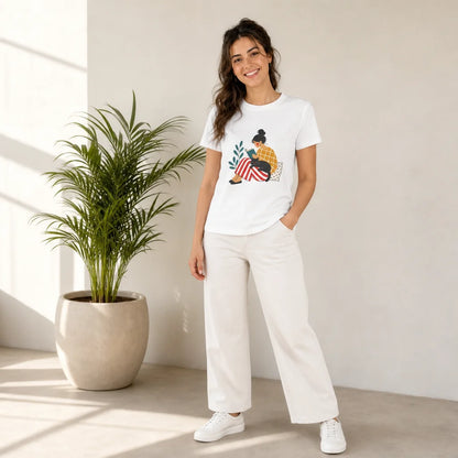 Cozy Reader with Cat T-Shirt — product demo image