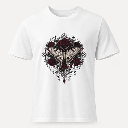 Dark Botanicals and Moth T-Shirt — product demo image