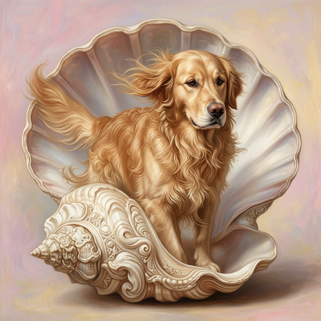 Golden Retriever – The Birth of Venus Dog Wall Art