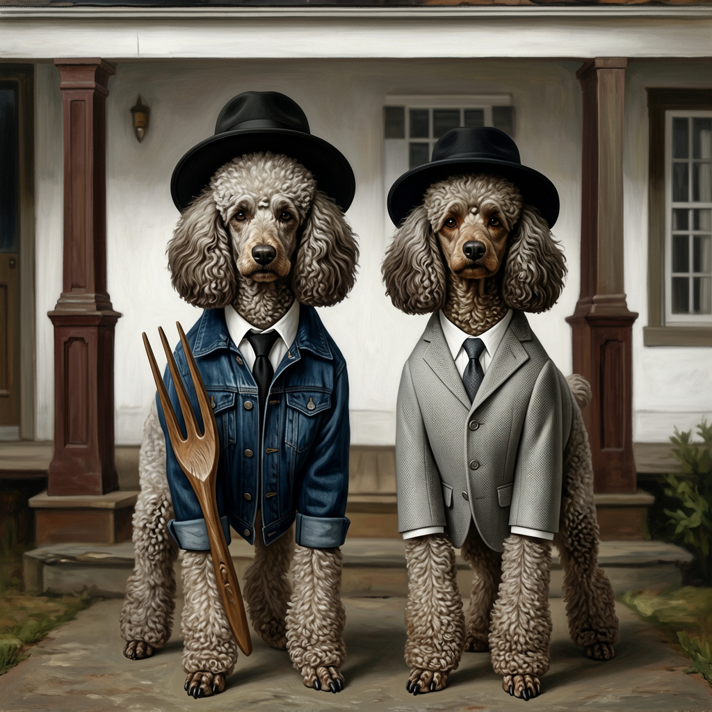 Poodle – American Gothic Dog Wall Art