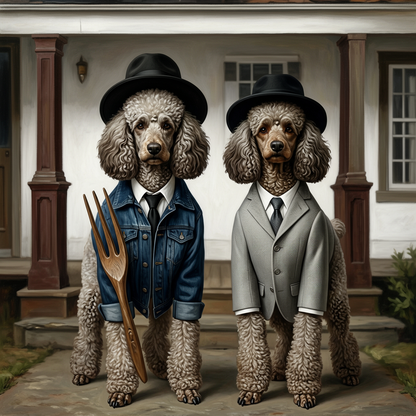 Poodle – American Gothic Dog Wall Art