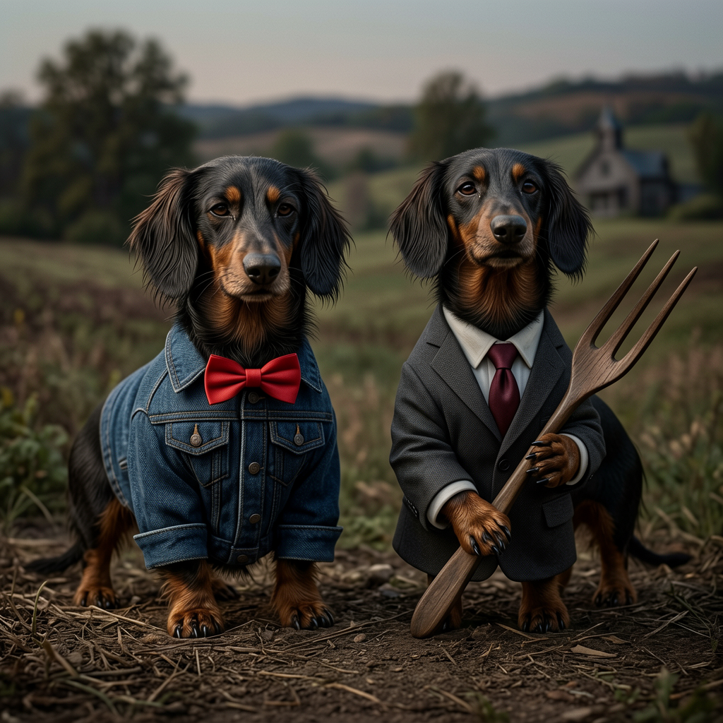 Dachshund – American Gothic Dog Wall Art