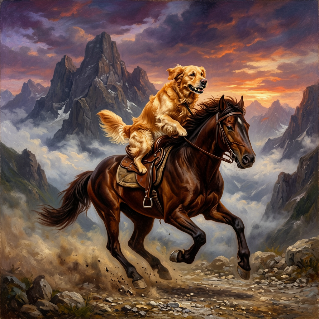 Golden Retriever – Napoleon Crossing the Alps Dog Wall Art
