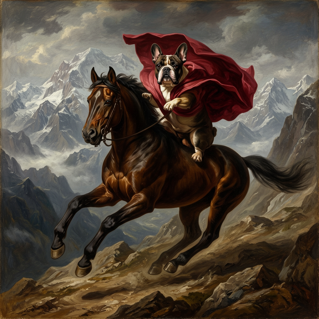 French Bulldog – Napoleon Crossing the Alps Dog Wall Art