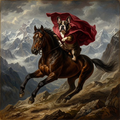 French Bulldog – Napoleon Crossing the Alps Dog Wall Art