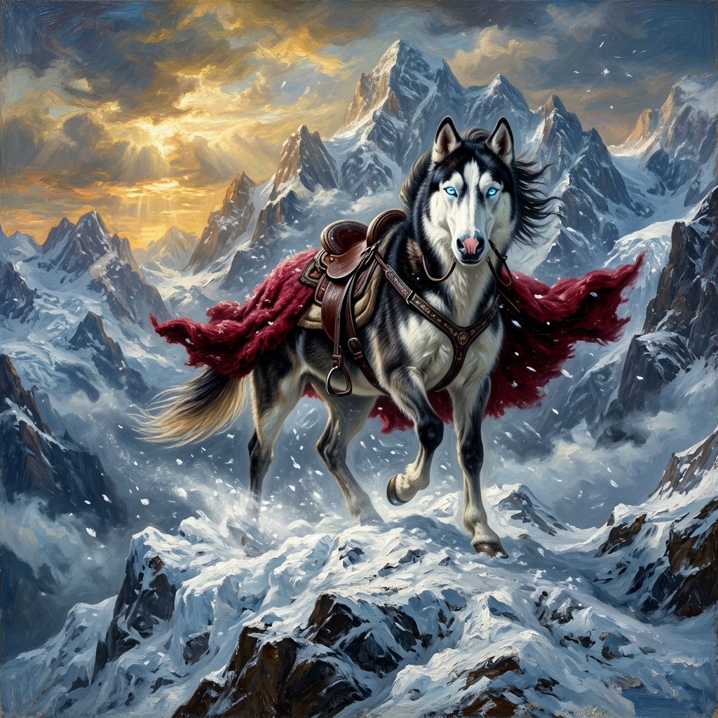 Siberian Husky – Napoleon Crossing the Alps Dog Wall Art