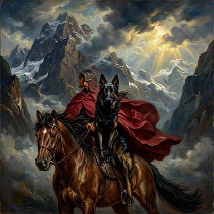 German Shepherd – Napoleon Crossing the Alps Dog Wall Art