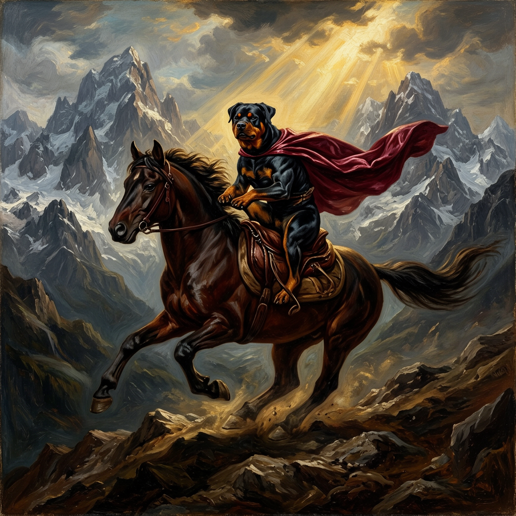 Rottweiler – Napoleon Crossing the Alps Dog Wall Art