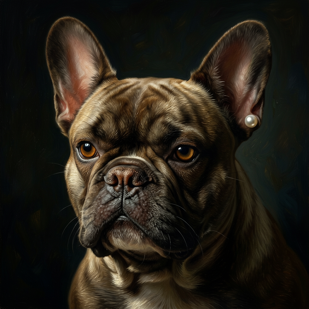 French Bulldog – Girl with a Pearl Earring Dog Wall Art