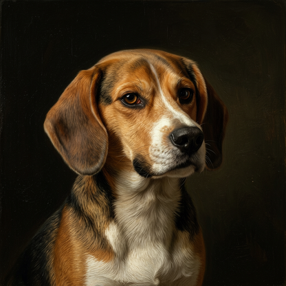 Beagle – Girl with a Pearl Earring Dog Wall Art