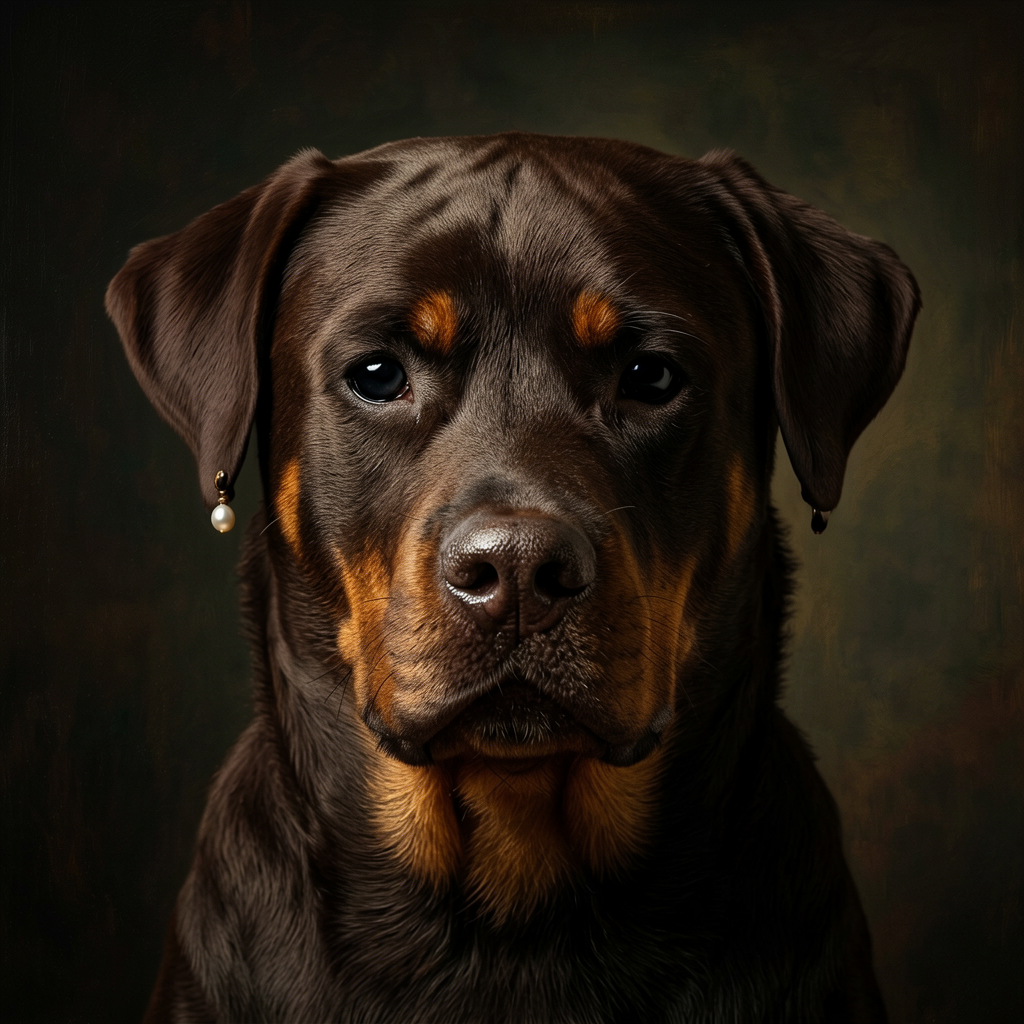 Rottweiler – Girl with a Pearl Earring Dog Wall Art