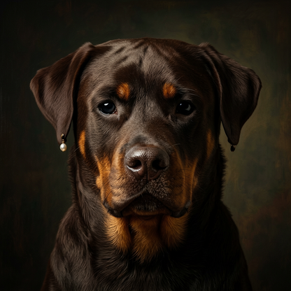 Rottweiler – Girl with a Pearl Earring Dog Wall Art