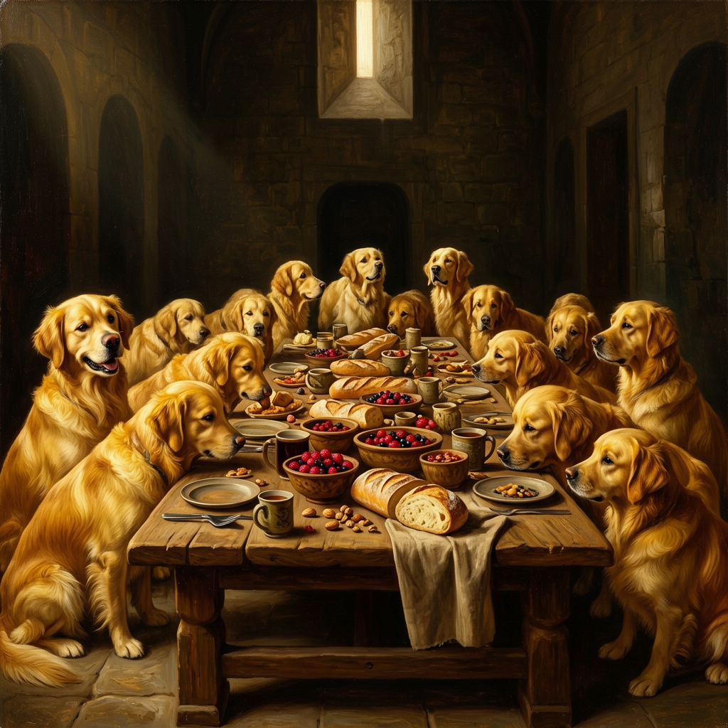 Golden Retriever – The Last Supper Dog Wall Art
