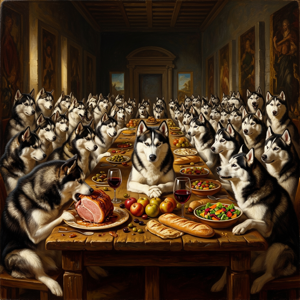 Siberian Husky – The Last Supper Dog Wall Art