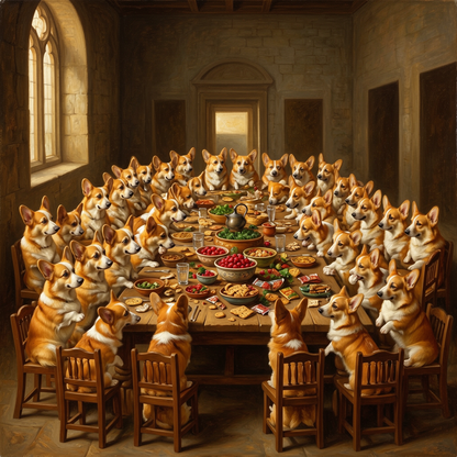 Corgi – The Last Supper Dog Wall Art