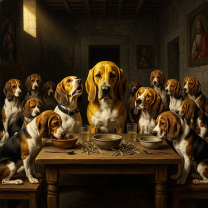 Beagle – The Last Supper Dog Wall Art