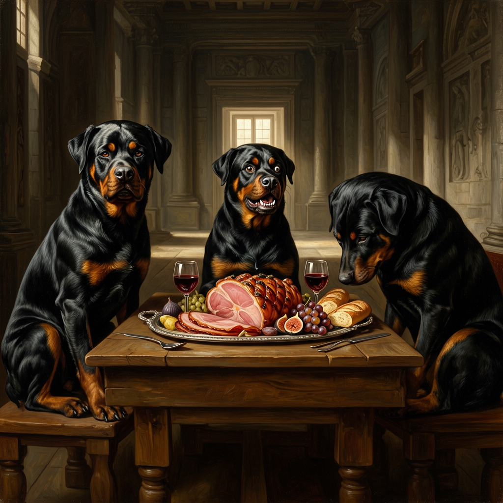 Rottweiler – The Last Supper Dog Wall Art