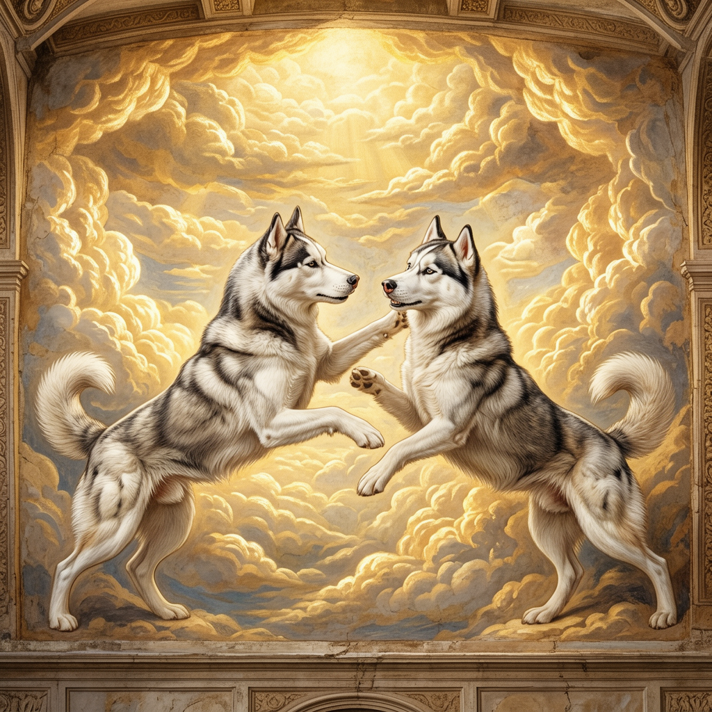 Siberian Husky – The Creation of Adam Dog Wall Art