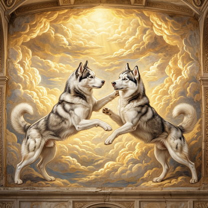 Siberian Husky – The Creation of Adam Dog Wall Art
