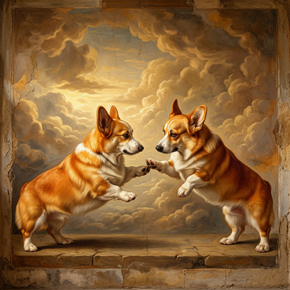 Corgi – The Creation of Adam Dog Wall Art