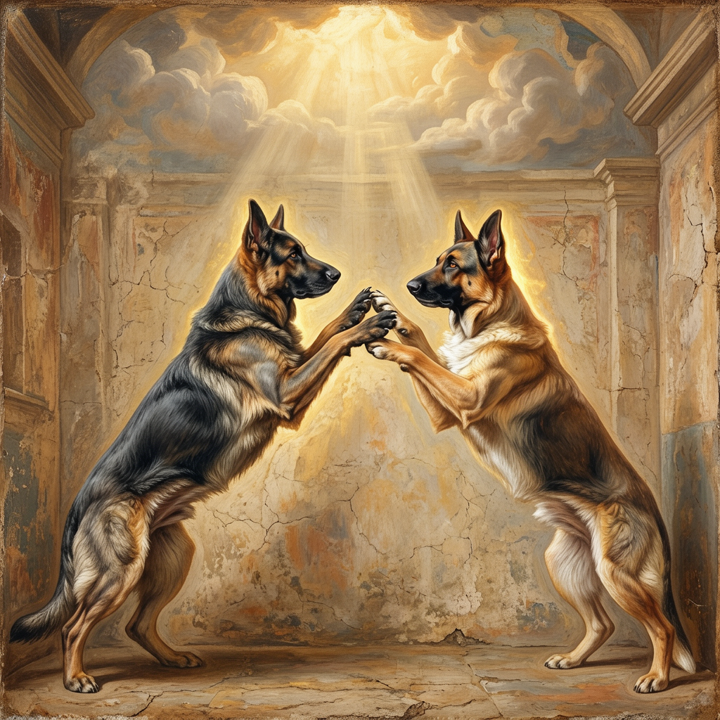 German Shepherd – The Creation of Adam Dog Wall Art
