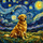 The Starry Night Dog Wall Art