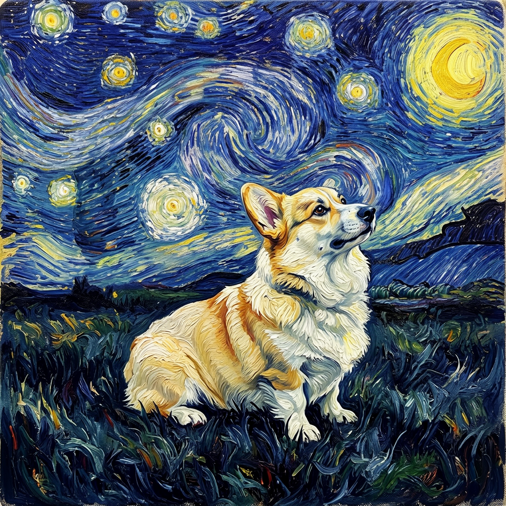 Corgi – The Starry Night Dog Wall Art