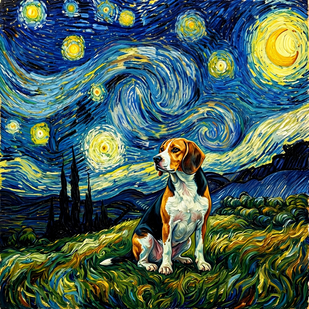 Beagle – The Starry Night Dog Wall Art