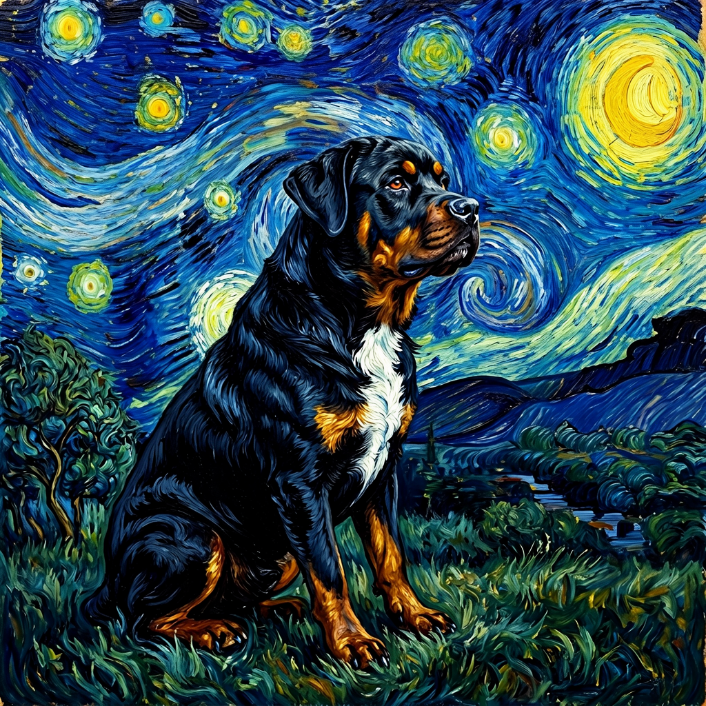 Rottweiler – The Starry Night Dog Wall Art