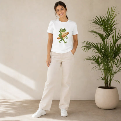 Frog Carrying Baguette T-Shirt — product demo image
