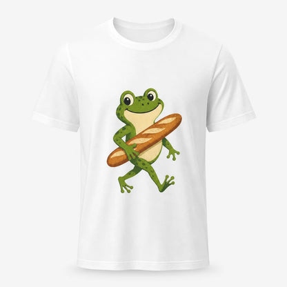 Frog Carrying Baguette T-Shirt — product demo image