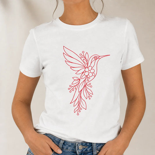 Hummingbird Floral T-Shirt — product demo image