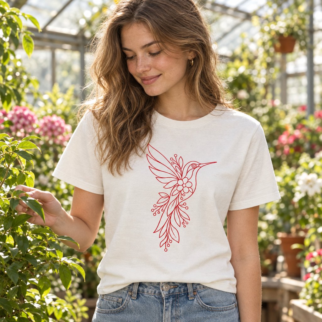 Hummingbird Floral T-Shirt — worn day to day