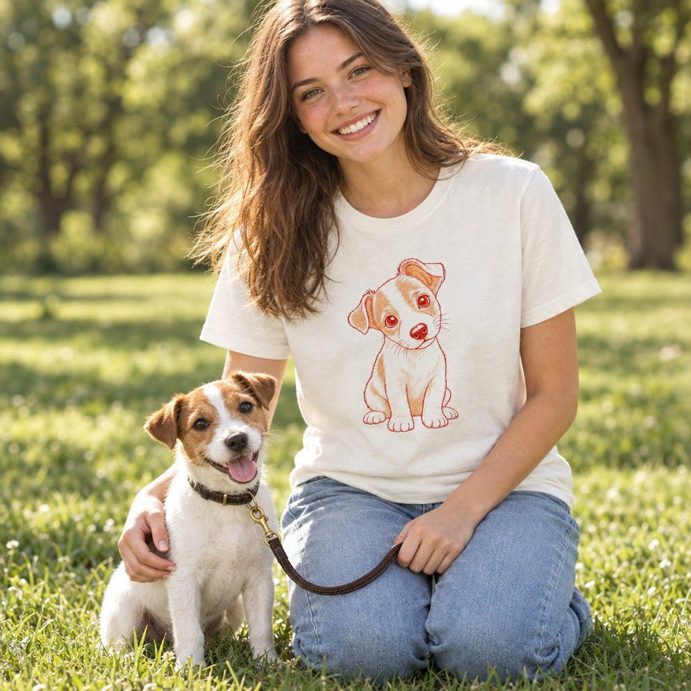 Jack Russell Puppy T-Shirt — worn day to day
