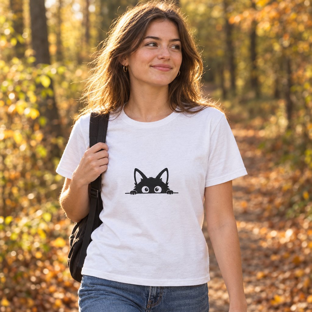 Peeking Fox White Graphic Tee — worn day to day
