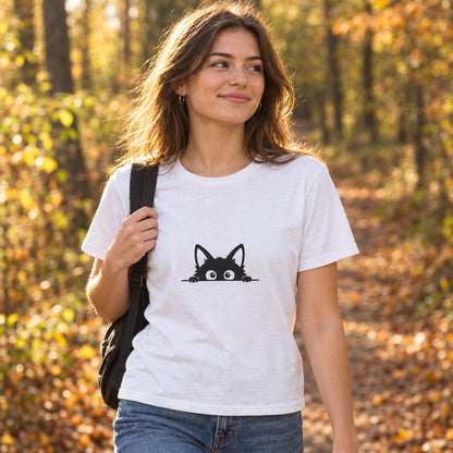 Peeking Fox White Graphic Tee — worn day to day