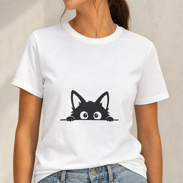 Peeking Fox White Graphic Tee — product demo image