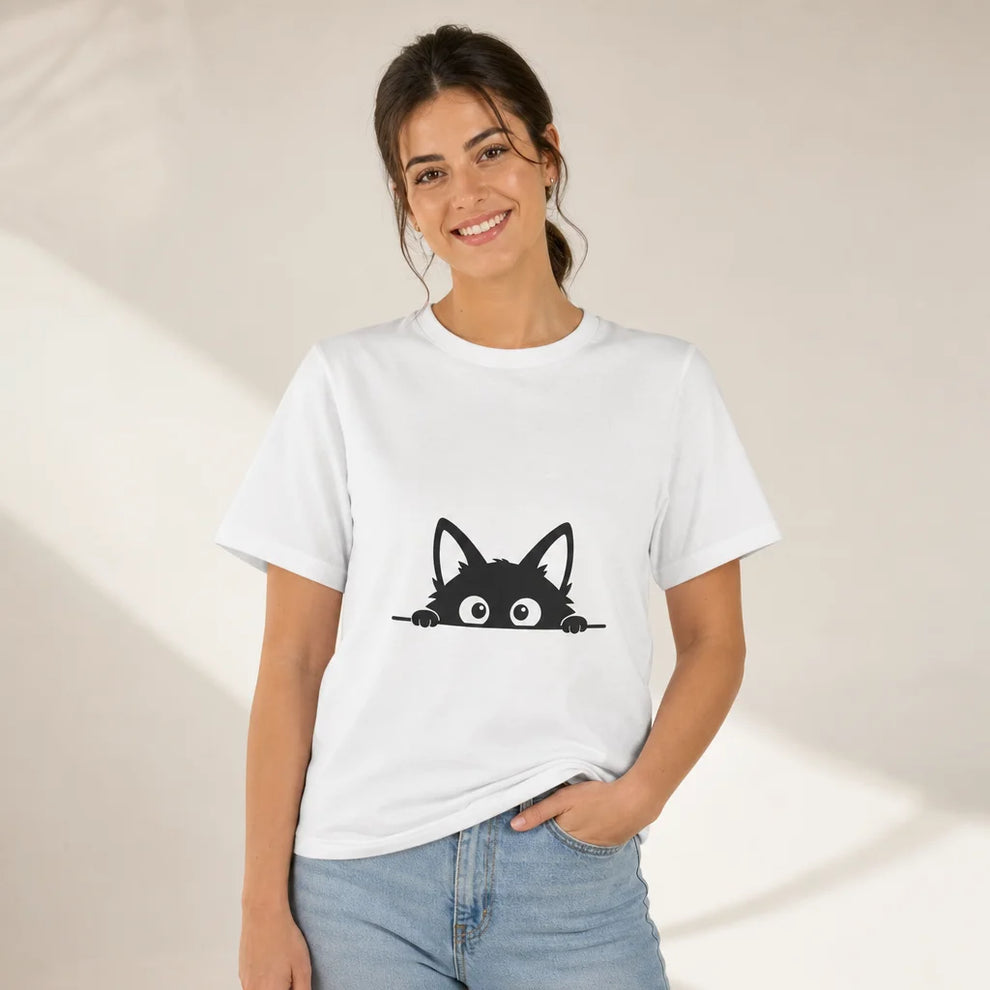 Peeking Fox White Graphic Tee — product demo image